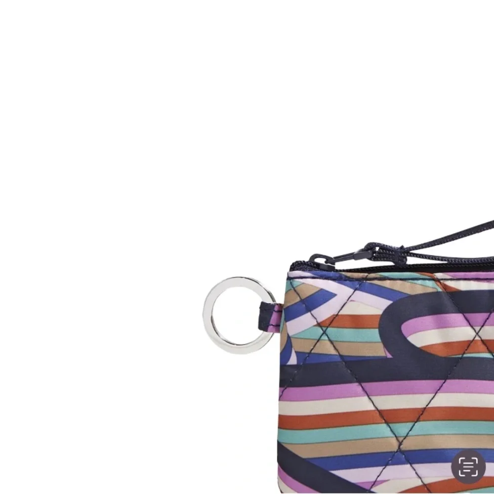 NWT Vera Bradley Zip ID Case with Keyring Retro Ribbons Pattern